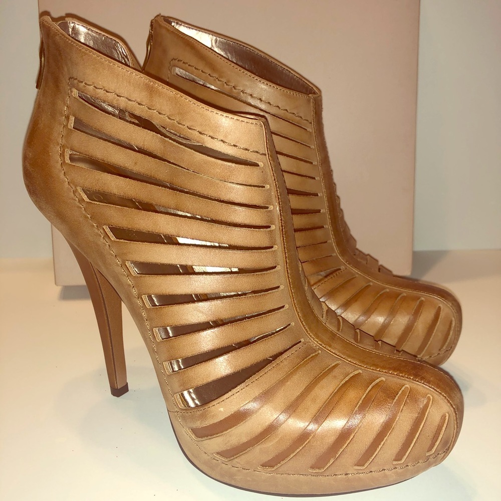 BCBG Caged Ankle Booties, Size 10 - Chestnut Brown
